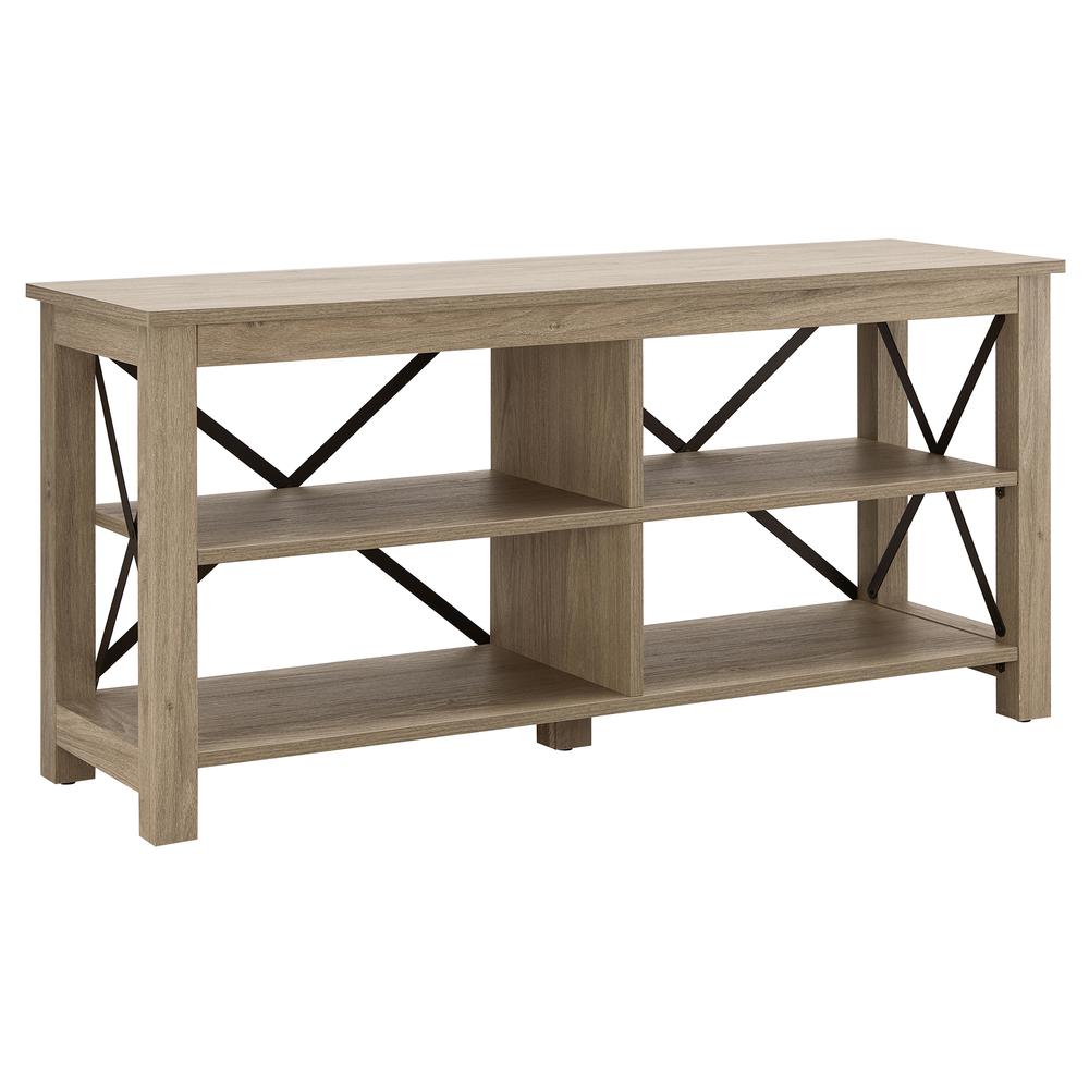 Sawyer Rectangular TV Stand for TV's up to 55" in Antiqued Gray Oak. Picture 1