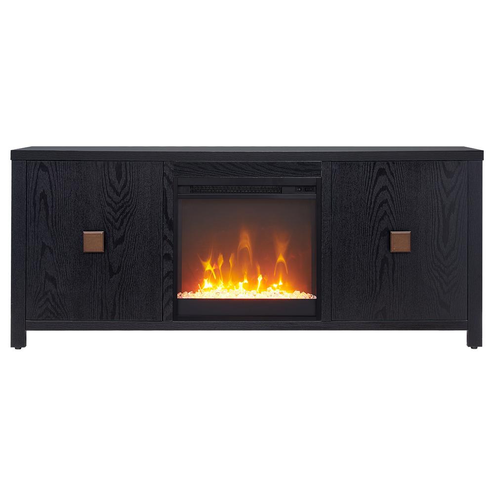 Juniper Rectangular TV Stand with Crystal Fireplace for TV's up to 65" in Black. Picture 3