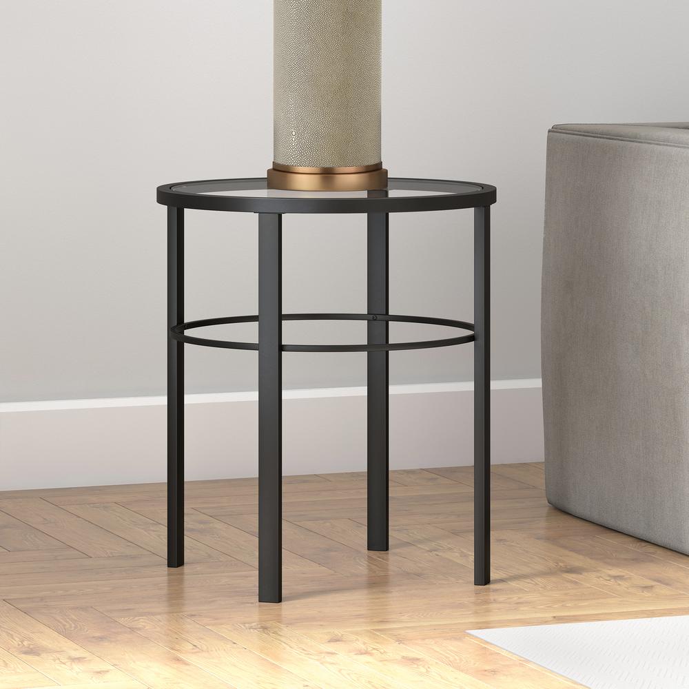 Gaia 20'' Wide Round Side Table in Blackened Bronze. Picture 2