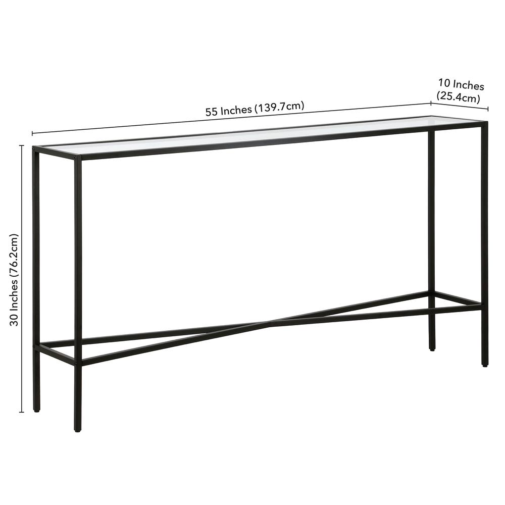 Henley 55'' Wide Rectangular Console Table with Glass Top in Blackened Bronze. Picture 5