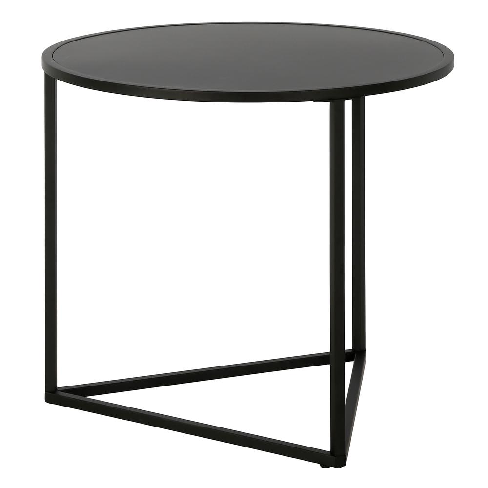 Jenson 24" Wide Round Side Table with Metal Top in Blackened Bronze. The main picture.