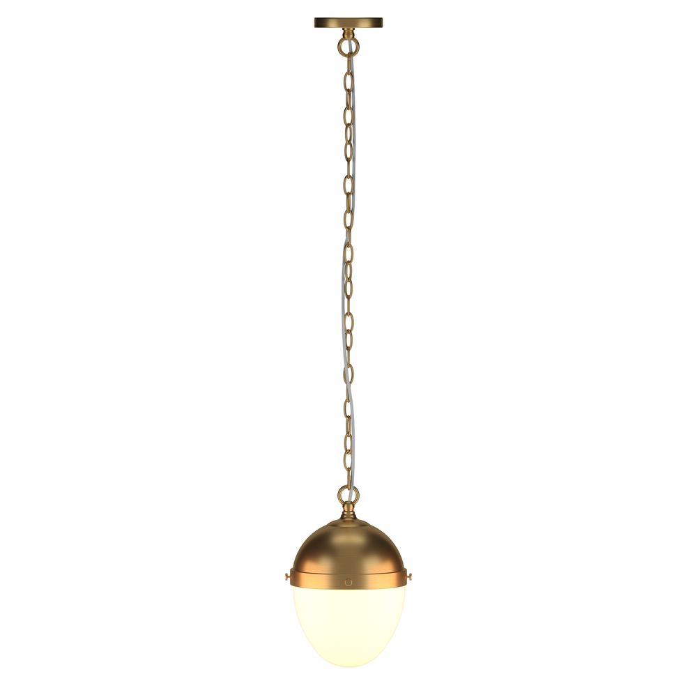 Aurelia 8" Wide Pendant with Glass Shade in Brass/White Milk. Picture 3
