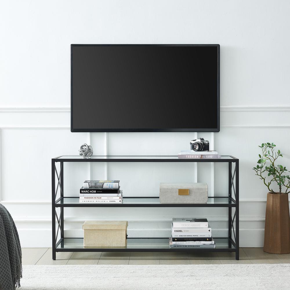 Hutton Rectangular TV Stand for TV's up to 50" in Blackened Bronze. Picture 4