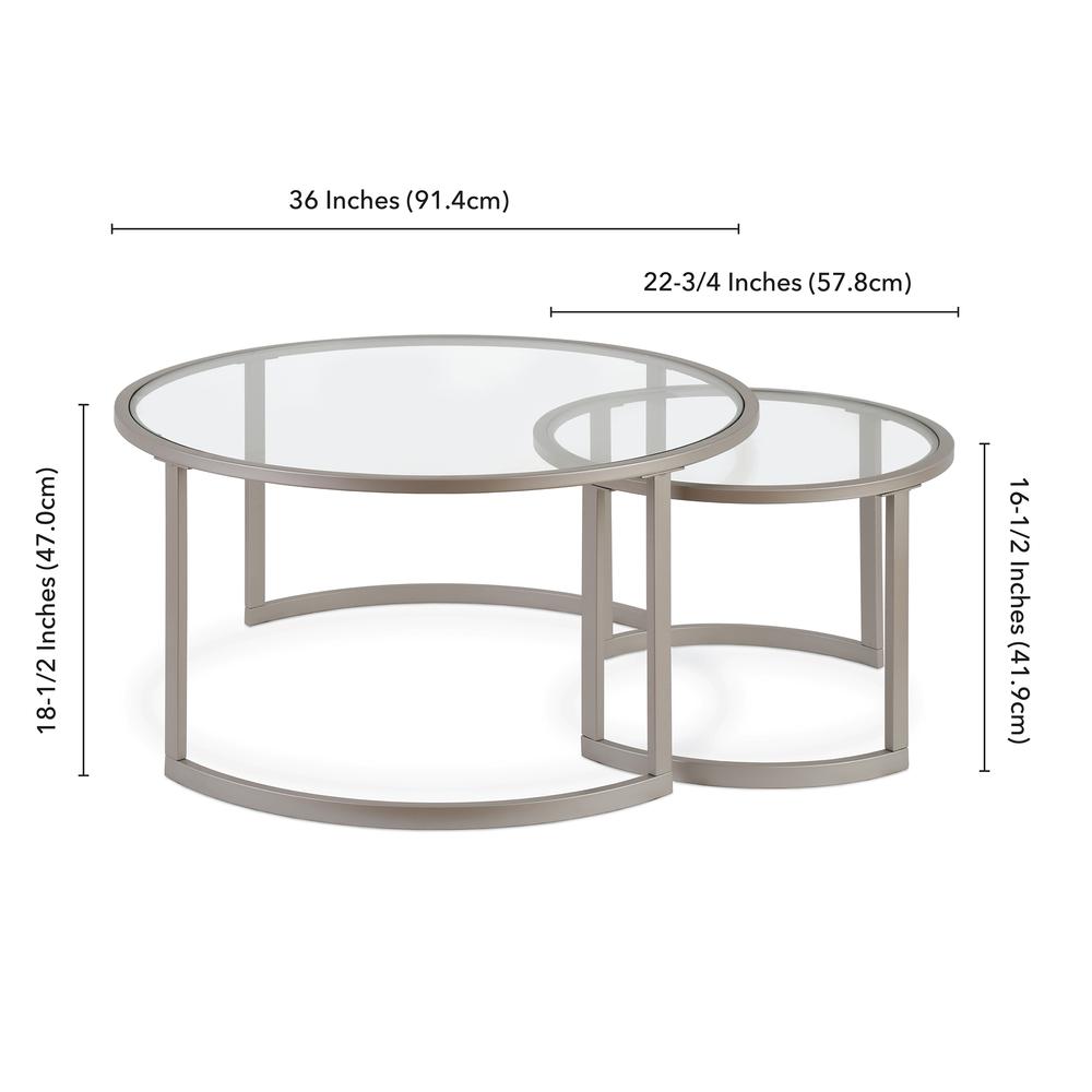 Mitera Round Nested Coffee Table in Satin Nickel. Picture 5