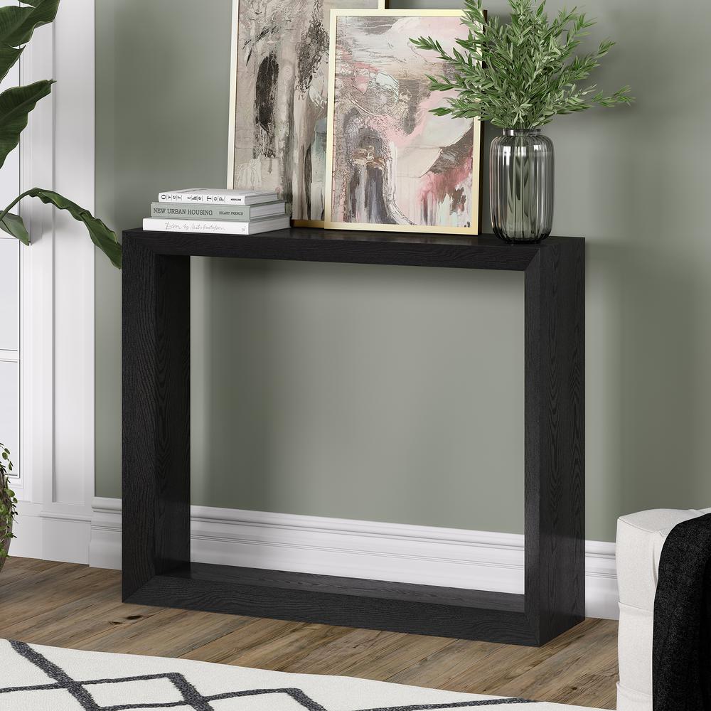Osmond 36" Wide Rectangular Console Table in Black Grain. Picture 3