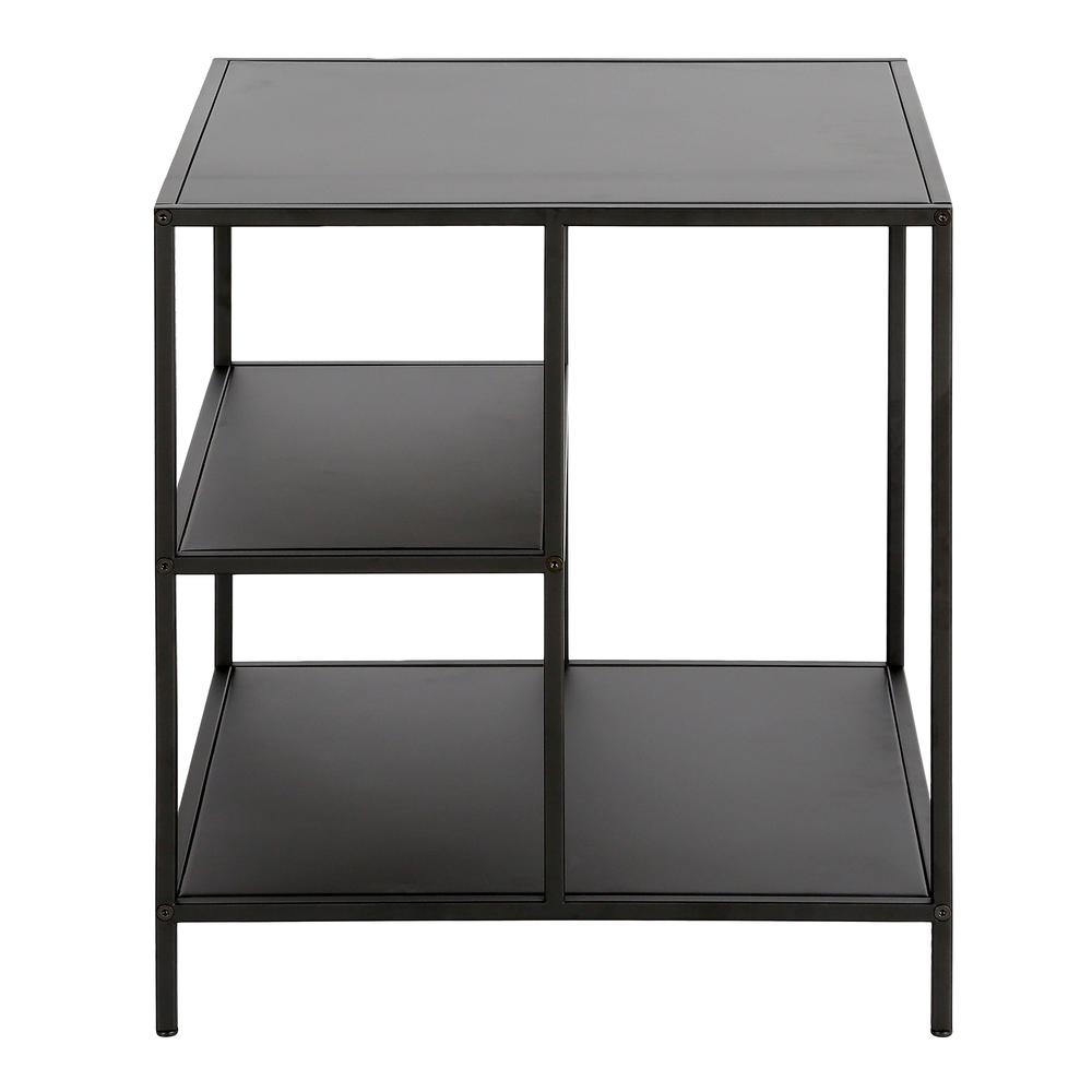 Winthrop 20'' Wide Square Side Table with Metal Shelves in Blackened Bronze. Picture 3