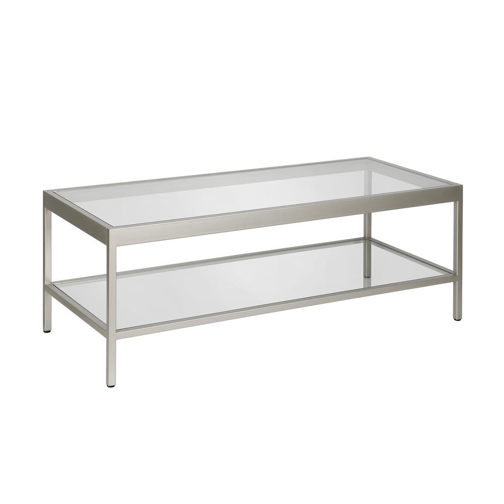 Alexis 45'' Wide Rectangular Coffee Table in Nickel. Picture 1