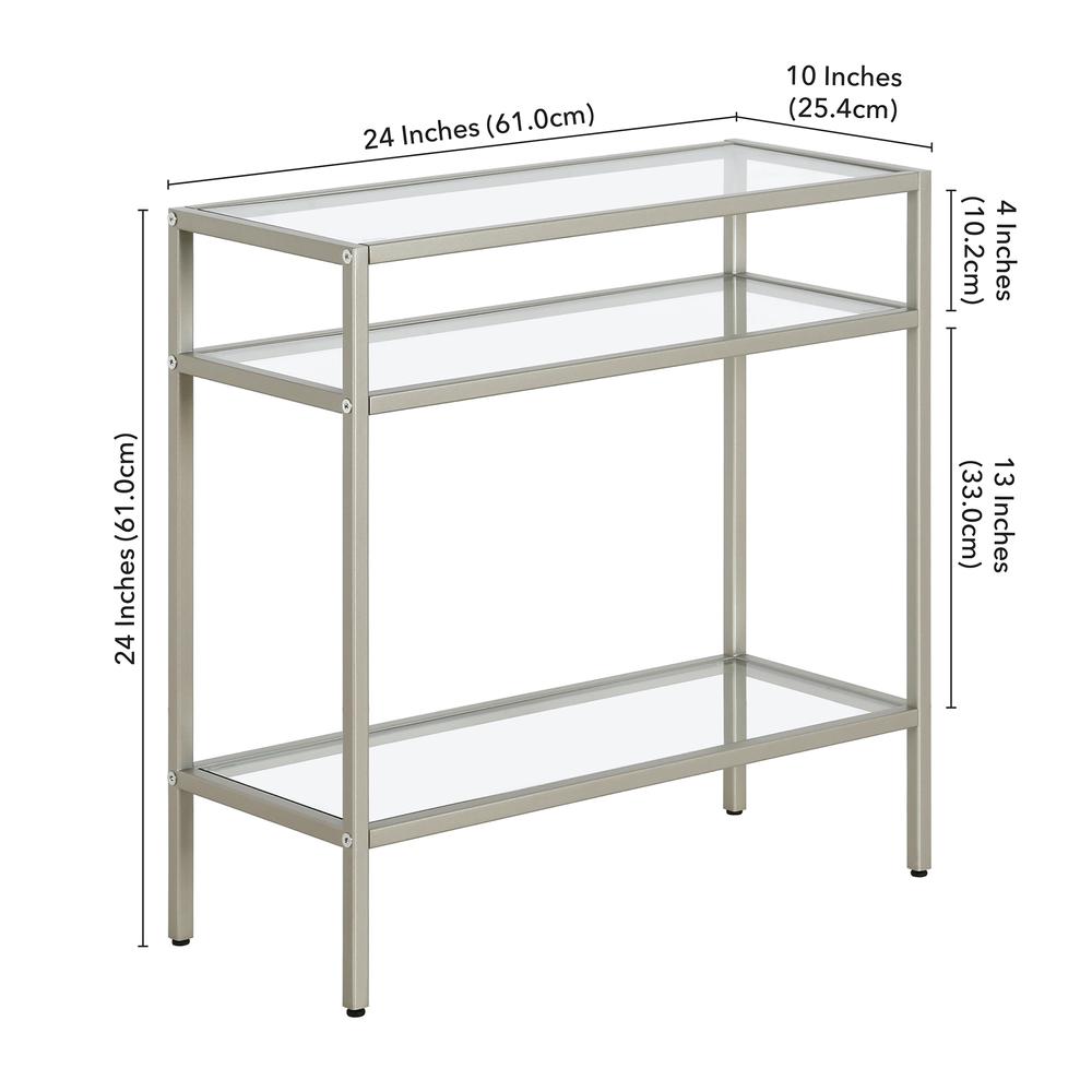Sivil 24'' Wide Rectangular Side Table in Satin Nickel. Picture 5