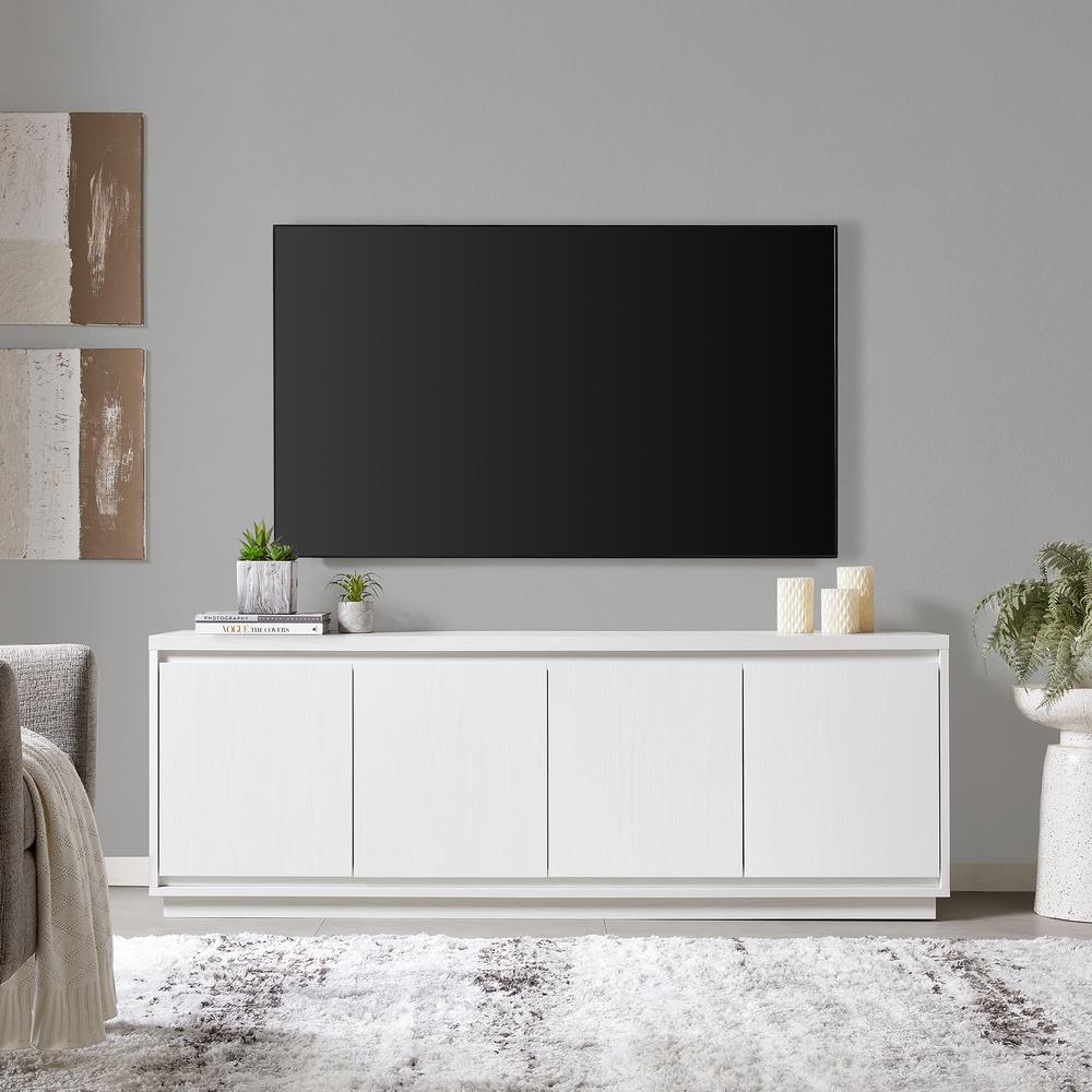 Presque Rectangular TV Stand for TV's up to 80" in White. Picture 2