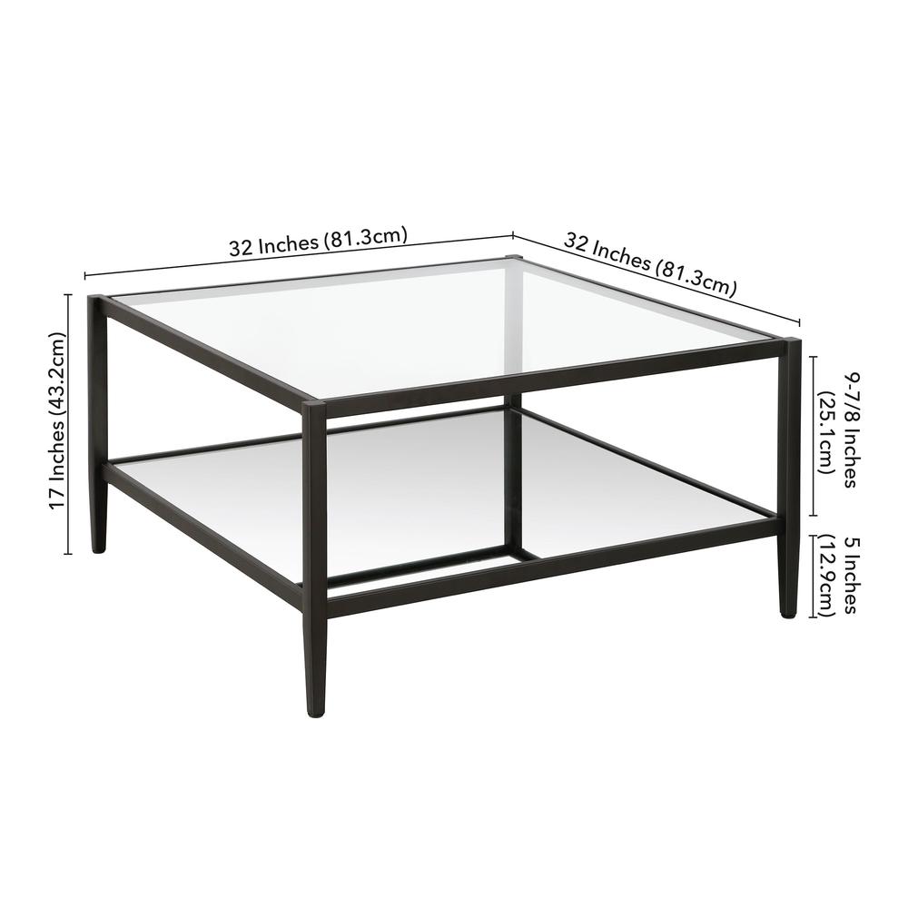 Hera 32'' Wide Square Coffee Table in Blackened Bronze. Picture 5