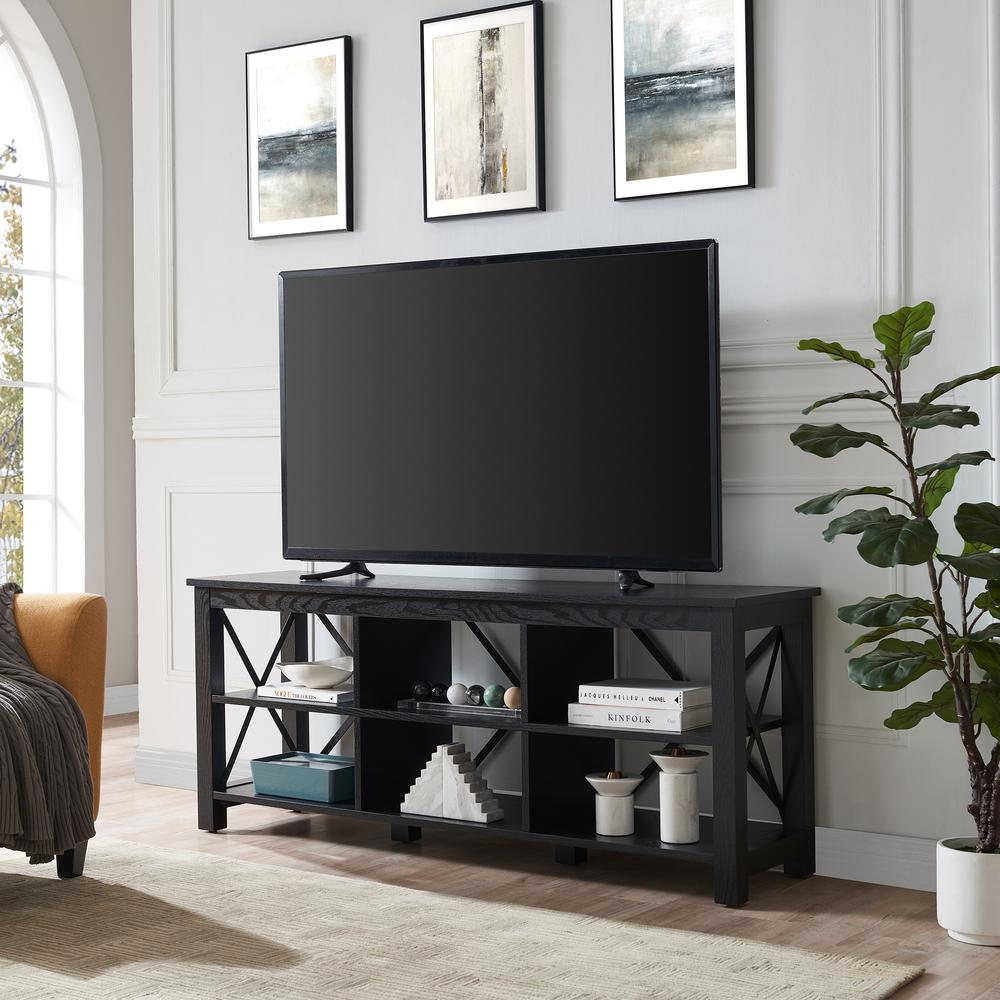 Sawyer Rectangular TV Stand for TV's up to 65" in Black. Picture 2