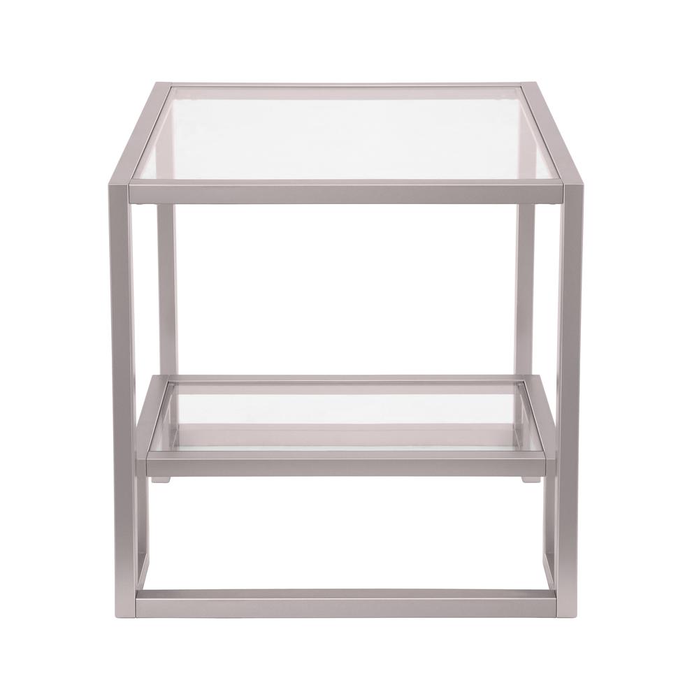 Athena 22'' Wide Square Side Table in Satin Nickel. Picture 3