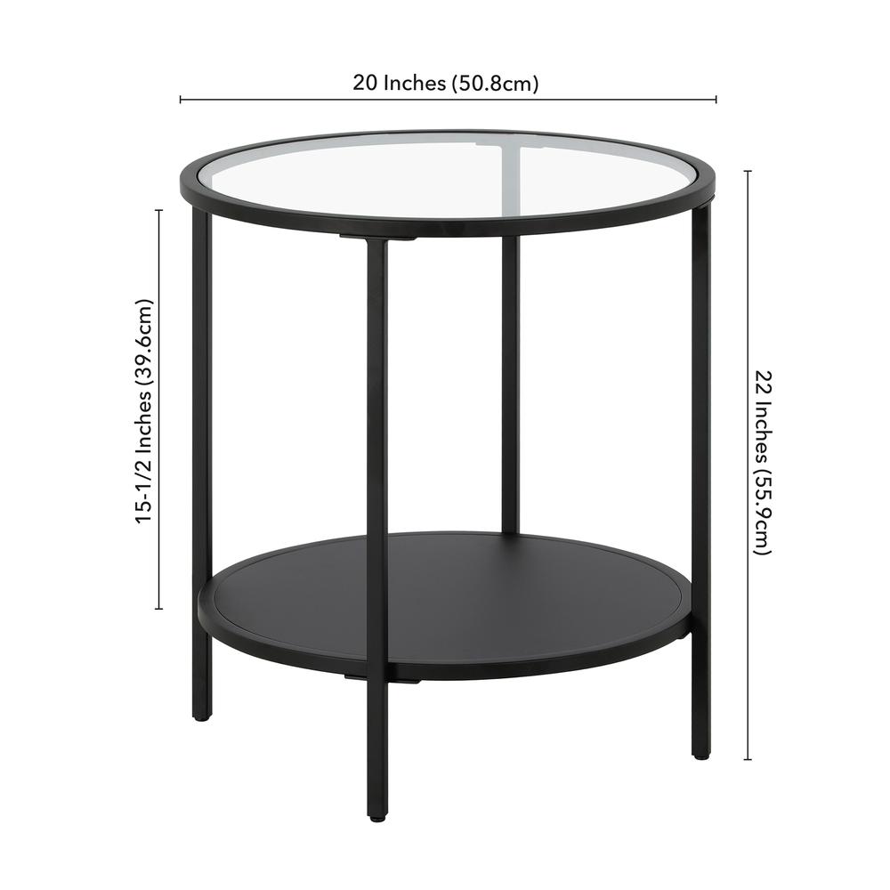 Sivil 20'' Wide Round Side Table with Metal Shelf in Blackened Bronze. Picture 5