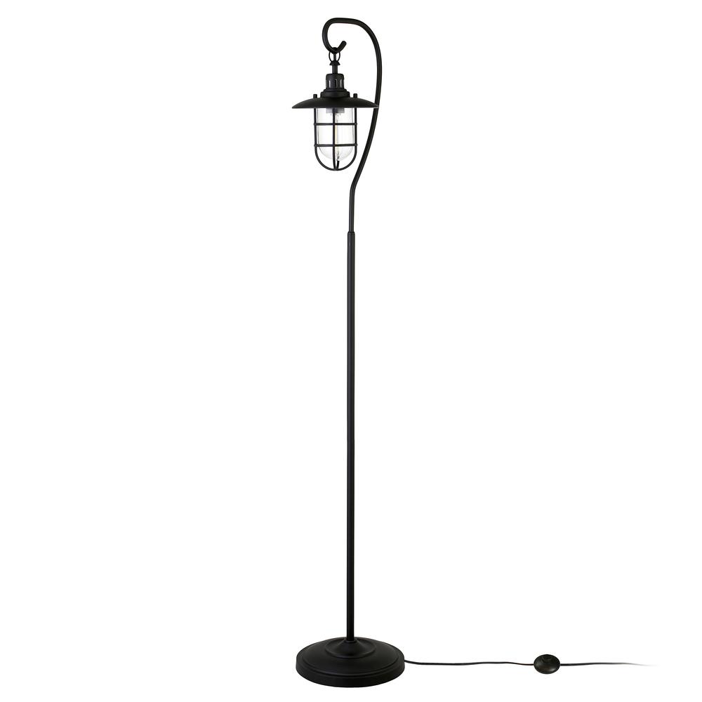 Bay Nautical Floor Lamp with Glass Shade in Blackened Bronze/Clear. Picture 4