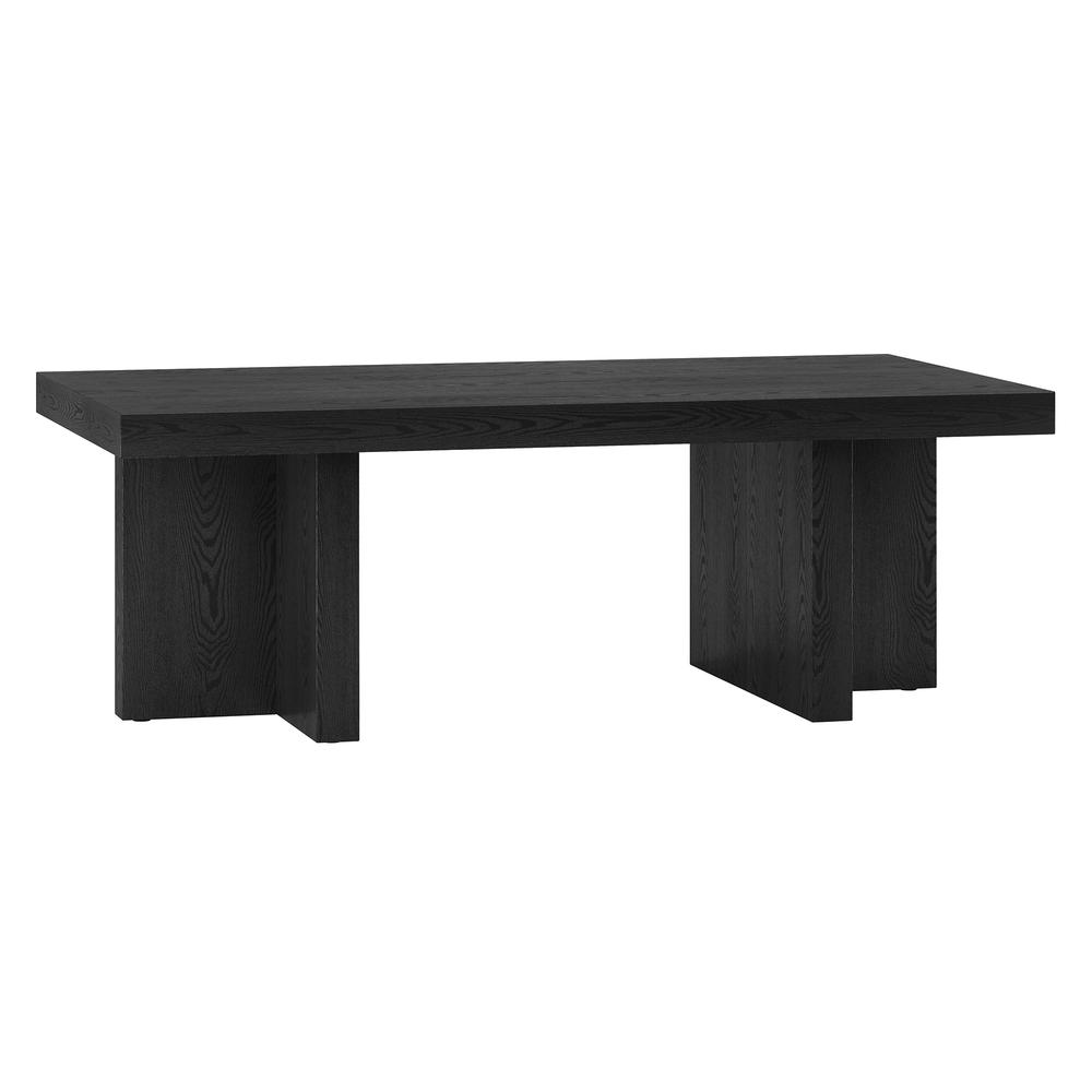 Dimitra 44" Wide Rectangular Coffee Table in Black Grain. Picture 1