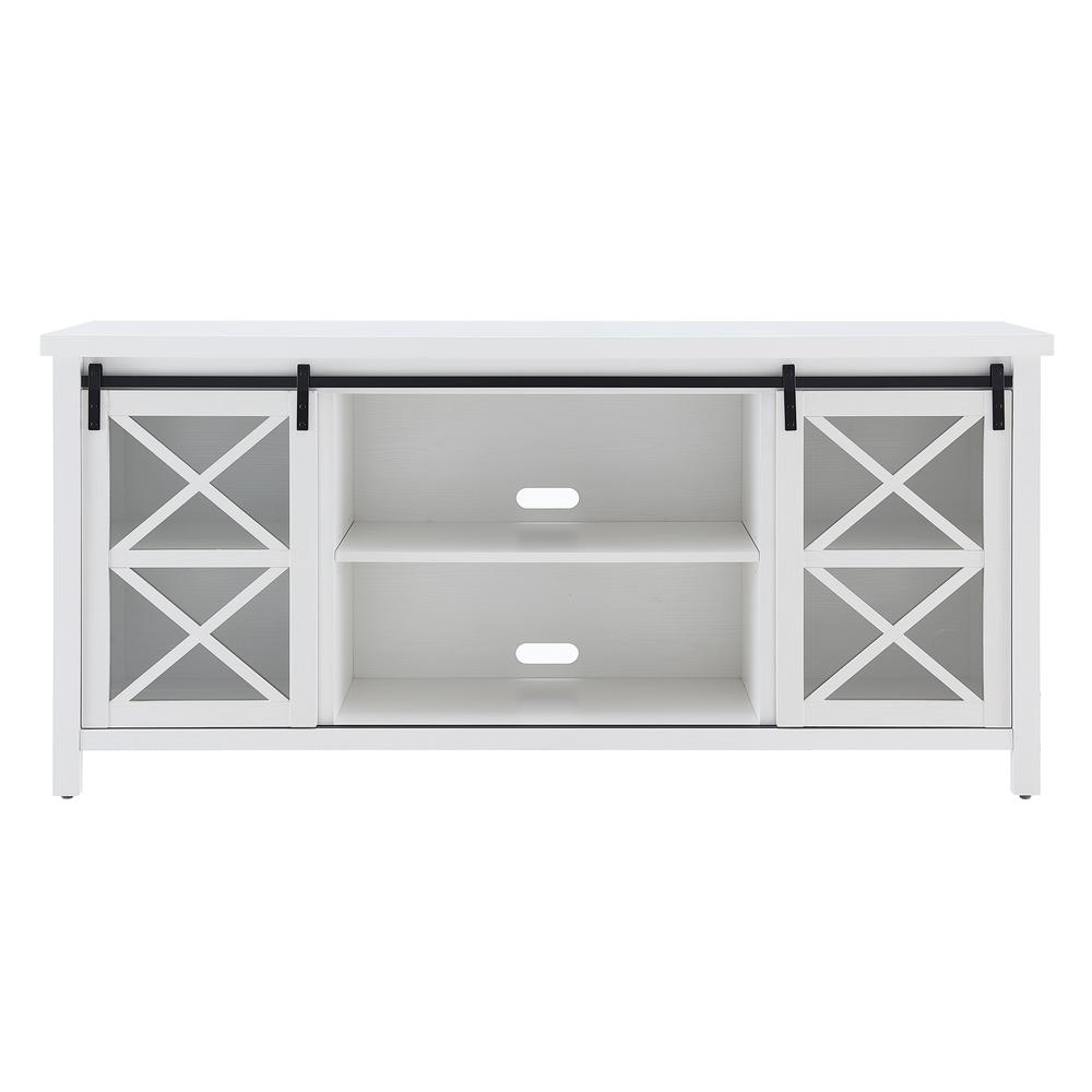 Clementine Rectangular TV Stand for TV's up to 80" in White. Picture 3