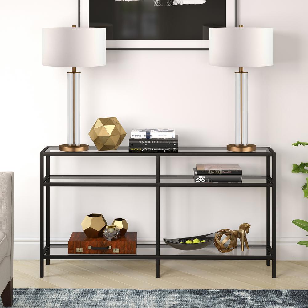 Sivil 55'' Wide Rectangular Console Table in Blackened Bronze. Picture 4