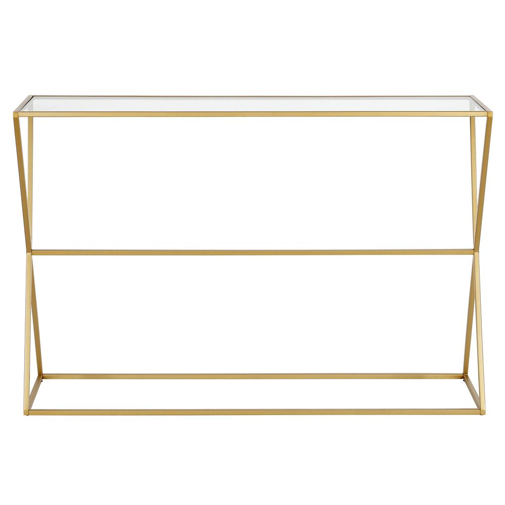 Sabrina 45'' Wide Rectangular Console Table in Brass. Picture 3