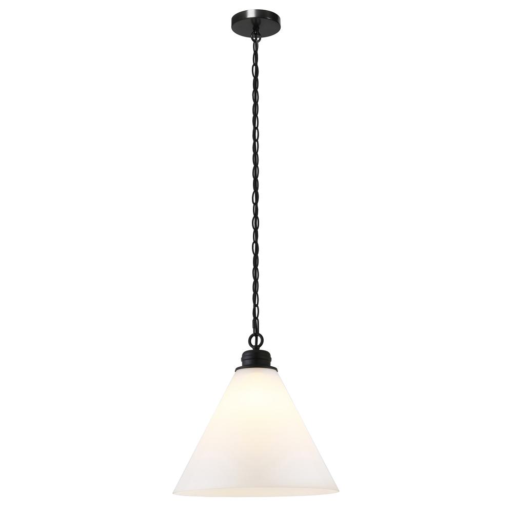 Canto 15.88" Wide Pendant with Glass Shade in Blackened Bronze/White Milk. Picture 3