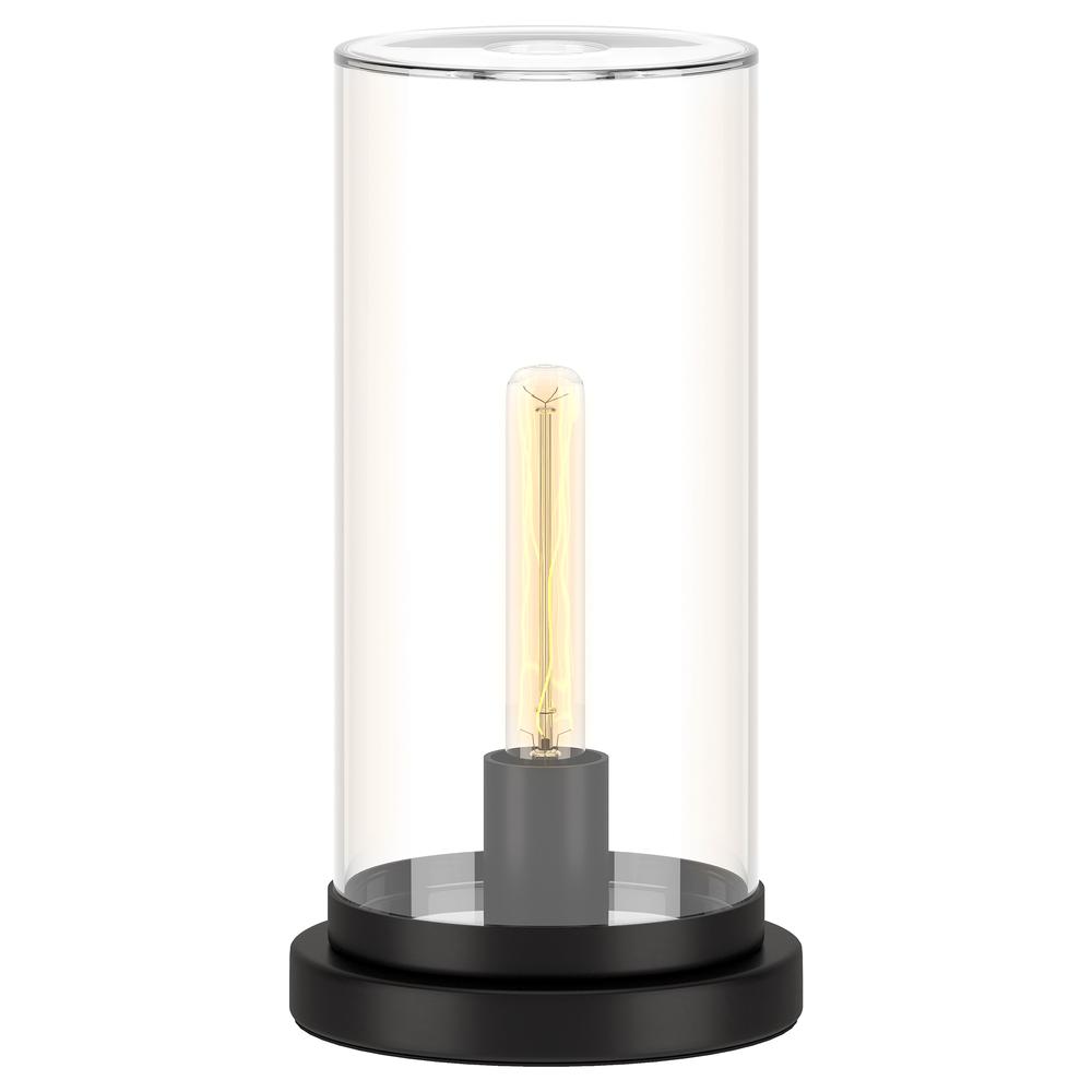 Perabo 13" Tall Uplight Mini Lamp with Glass Shade in Blackened Bronze/Clear. Picture 3