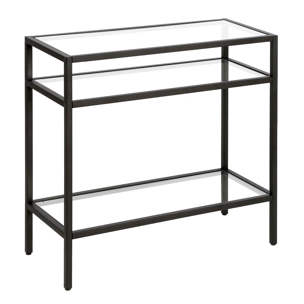 Sivil 24'' Wide Rectangular Side Table in Blackened Bronze. Picture 1