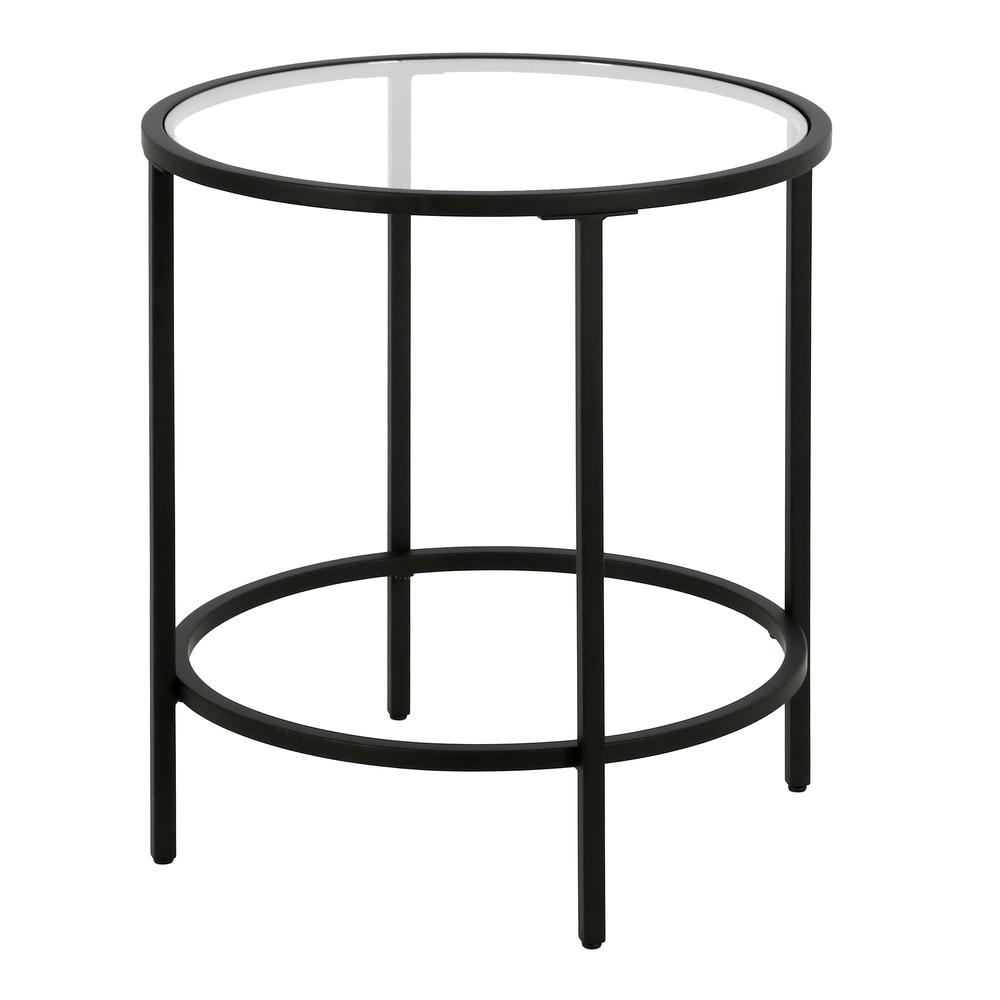 Sivil 20'' Wide Round Side Table in Blackened Bronze. Picture 1