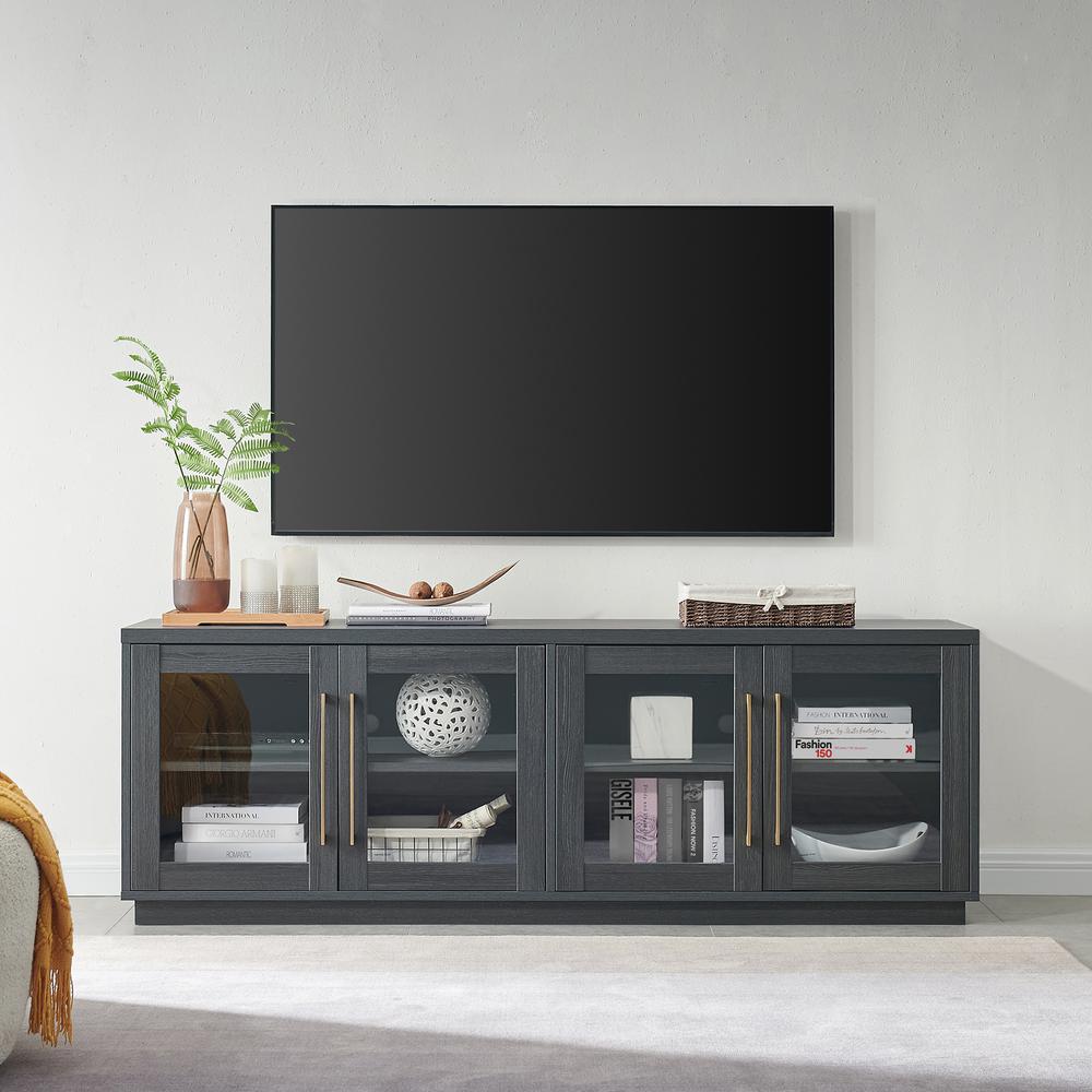 Donovan Rectangular TV Stand for TV's up to 80" in Charcoal Gray. Picture 2