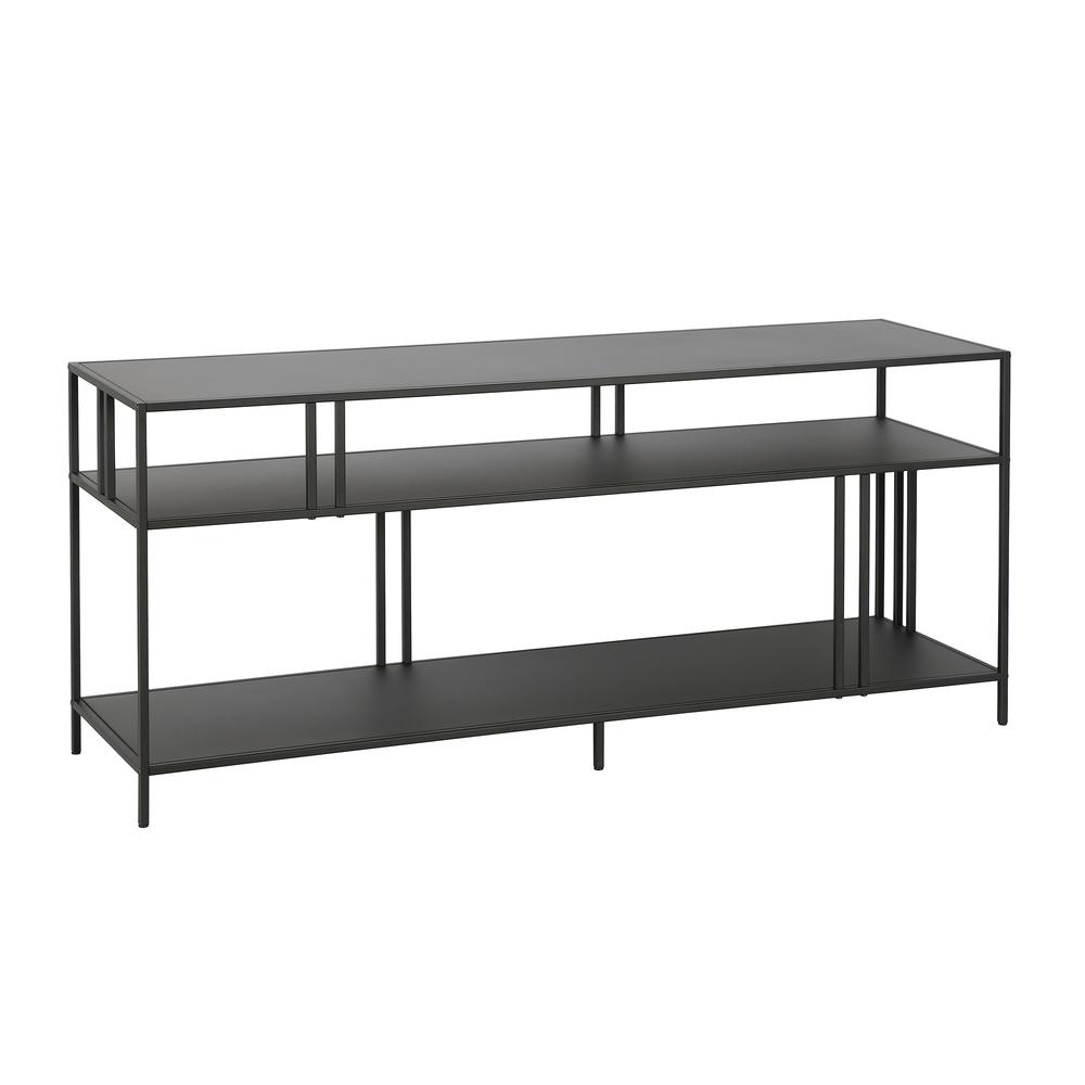 Cortland Rectangular TV Stand with Metal Shelves for TV's up to 60" in Blackened Bronze. Picture 1