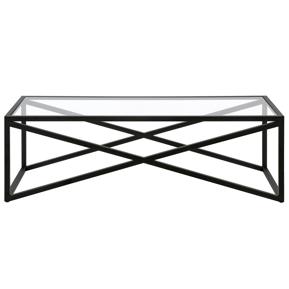 Calix 54'' Wide Rectangular Coffee Table in Blackened Bronze. Picture 3