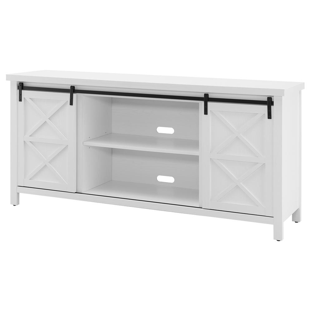 Elmwood Rectangular TV Stand for TV's up to 80" in White. Picture 3