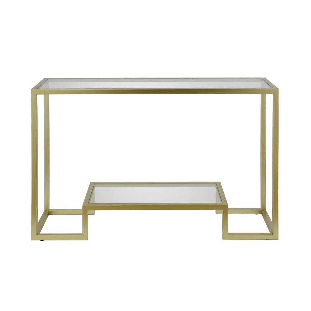 Athena 47.75'' Wide Rectangular Console Table in Brass. Picture 3
