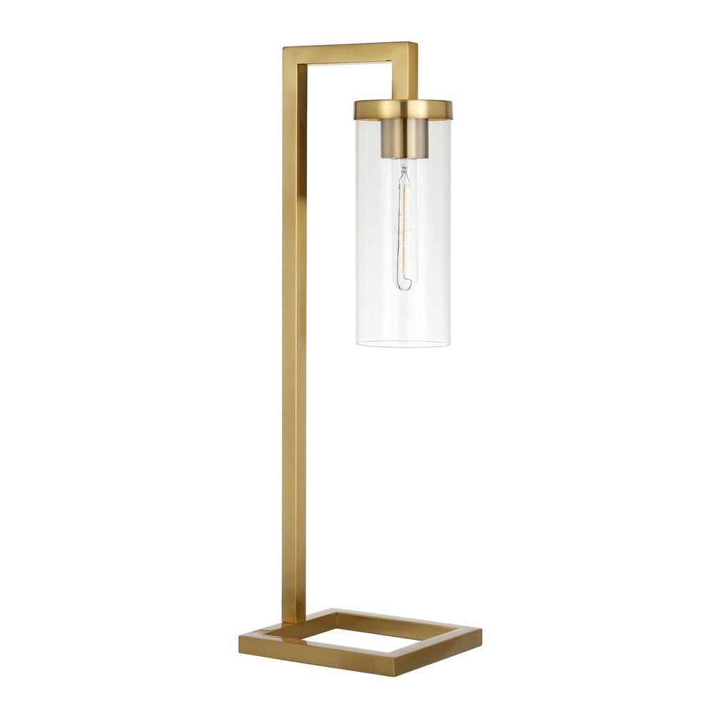 Malva 26" Tall Table Lamp with Glass Shade in Brass/Clear. Picture 1