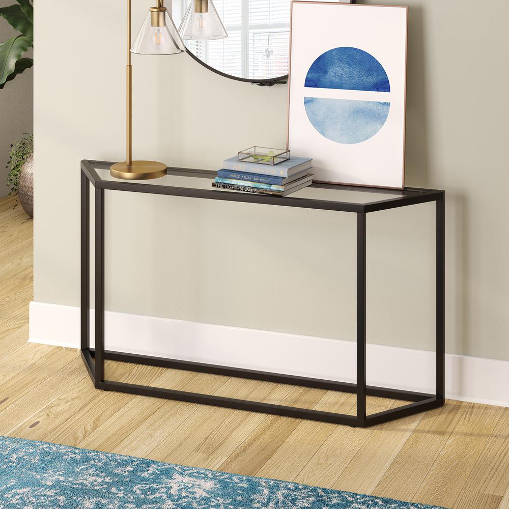 Levi 55'' Wide Trapezoid Console Table in Blackened Bronze. Picture 2