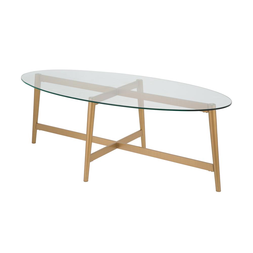 Olson 50.5'' Wide Oval Coffee Table in Brass. Picture 1