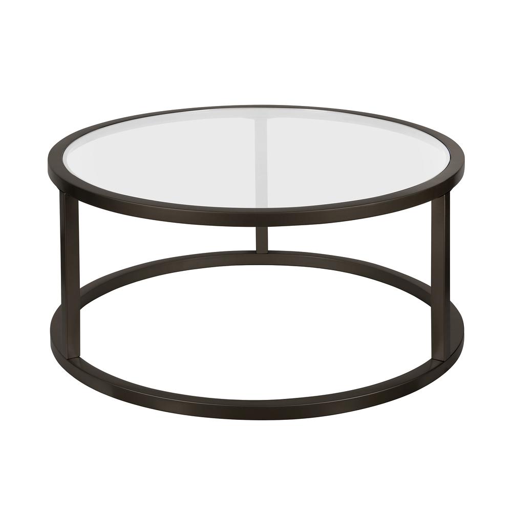 Parker 35'' Wide Round Coffee Table in Blackened Bronze. Picture 1