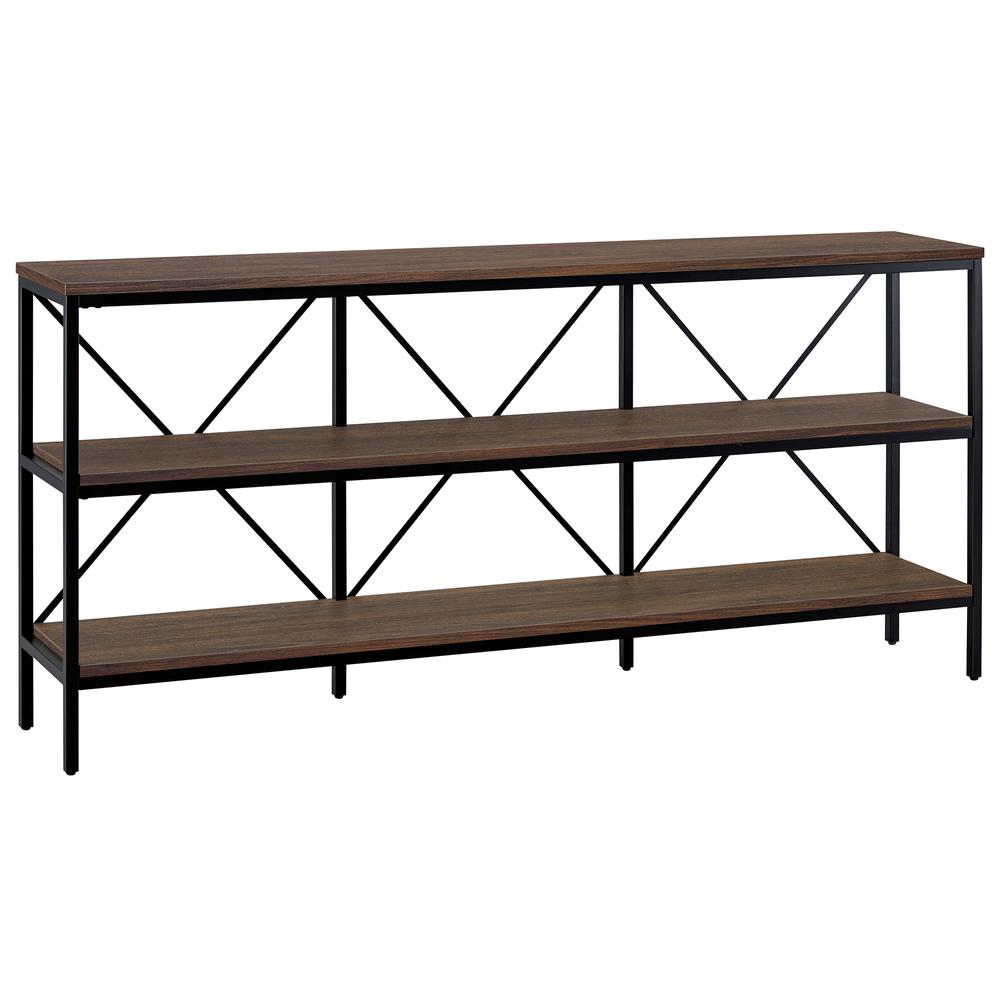 Kira 64" Wide Rectangular Console Table In Blackened Bronze/Alder Brown. Picture 1