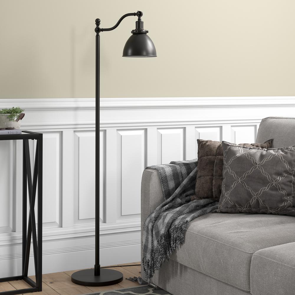 Beverly 65" Tall Floor Lamp with Metal Shade in Blackened Bronze/Blackened Bronze. Picture 2