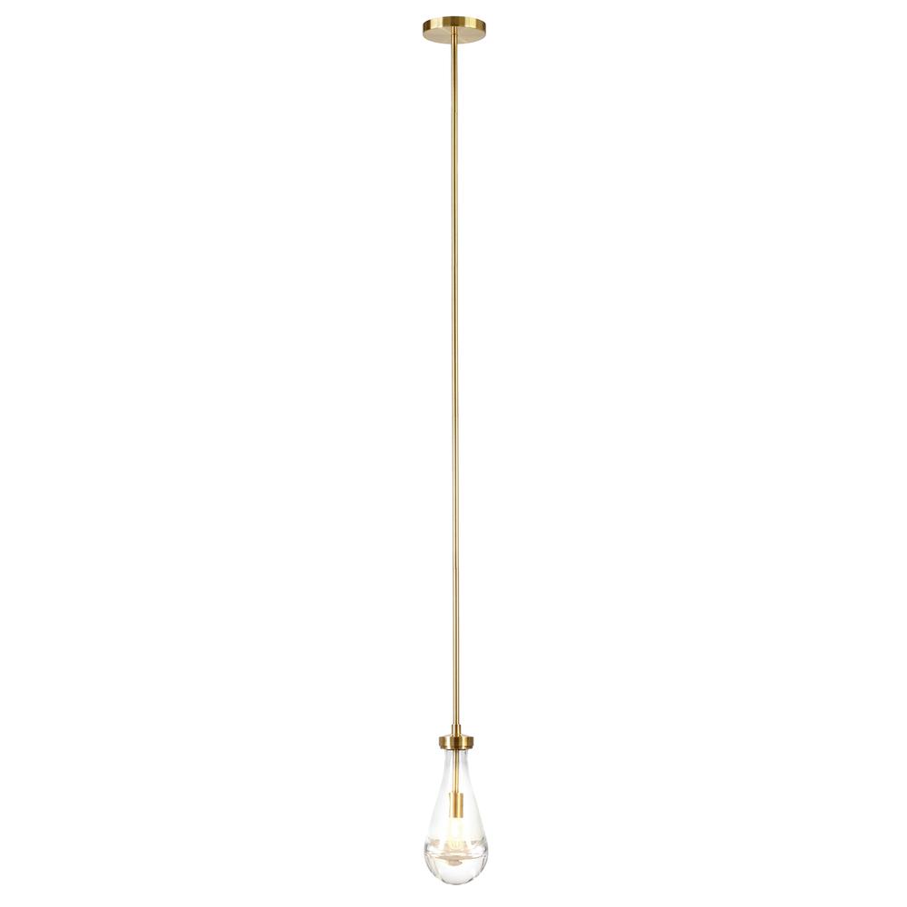 Twyla 5" Wide Pendant with Glass Shade in Brushed Brass/Clear. Picture 3