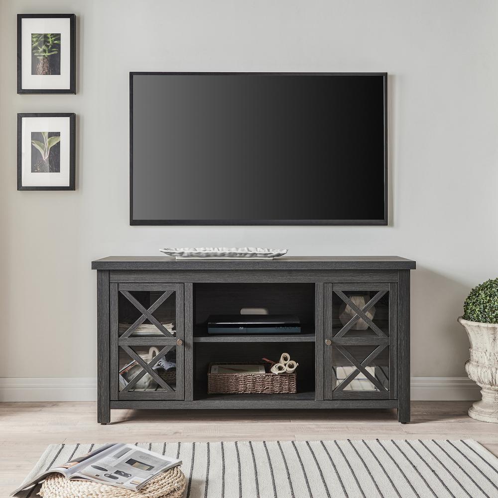 Colton Rectangular TV Stand for TV's up to 55" in Charcoal Gray. Picture 4