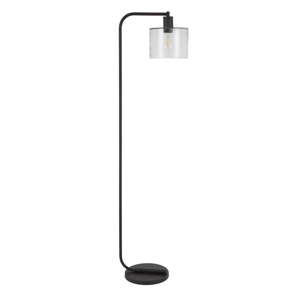 Cadmus 57" Tall Floor Lamp with Glass Shade in Blackened Bronze/Seeded. Picture 1