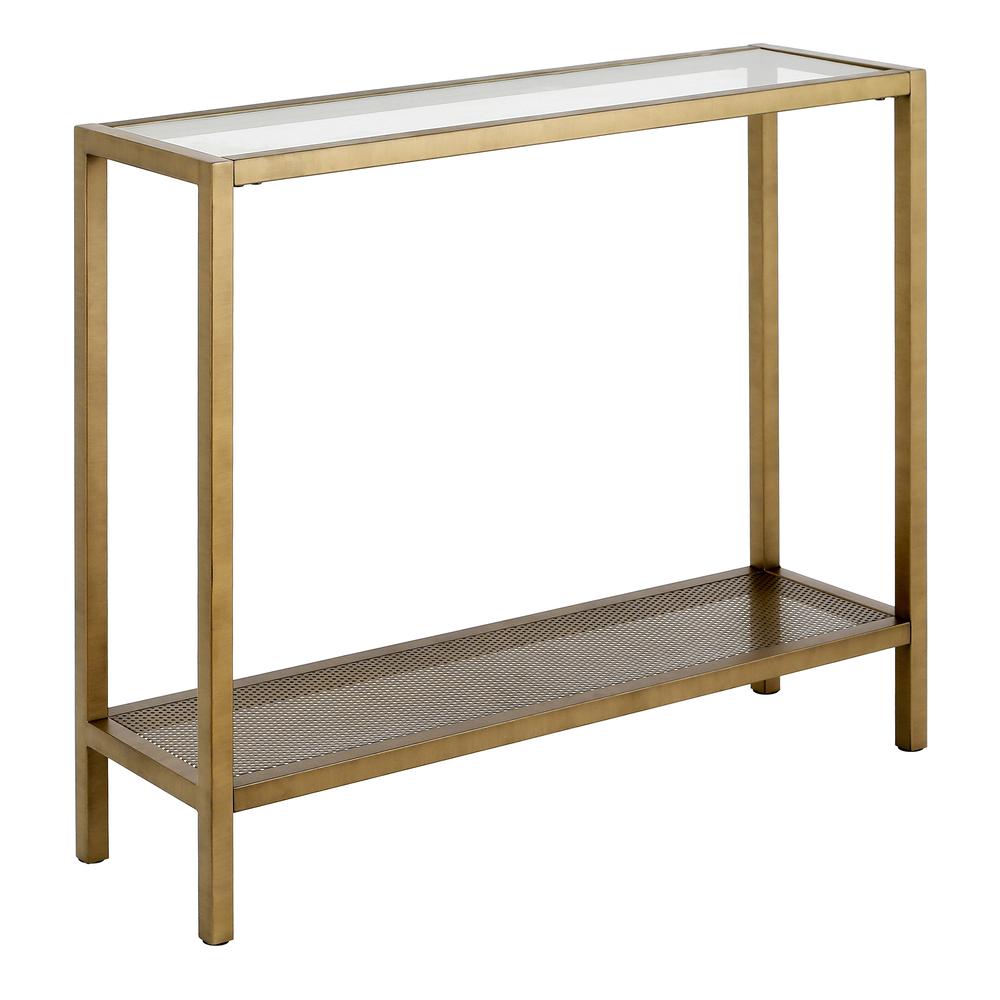 Rigan 36'' Wide Rectangular Console Table in Brass. Picture 1