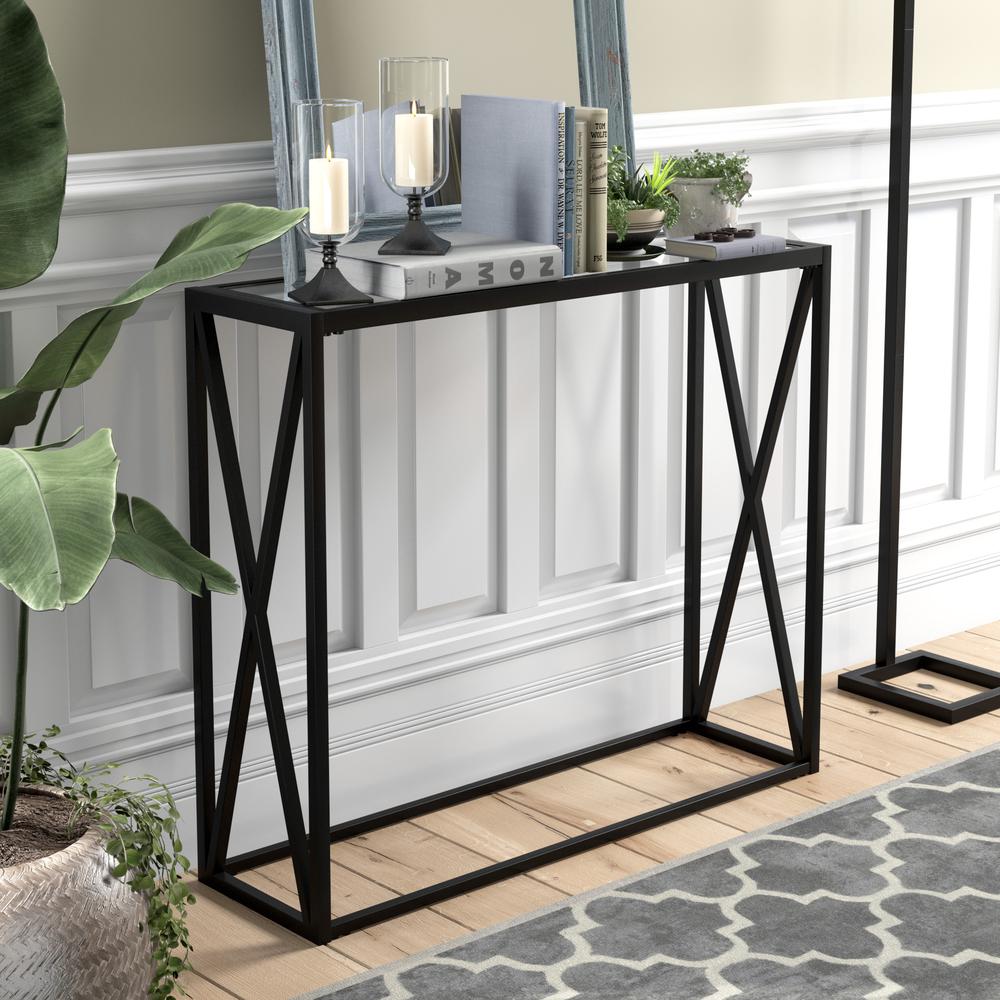 Arlo 36'' Wide Rectangular Console Table in Blackened Bronze. Picture 3