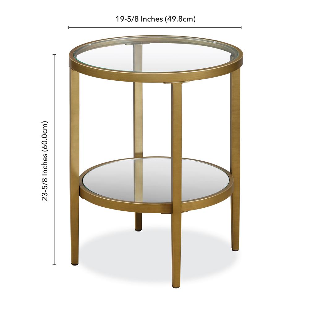 Hera 19.63'' Wide Round Side Table in Antique Brass. Picture 2
