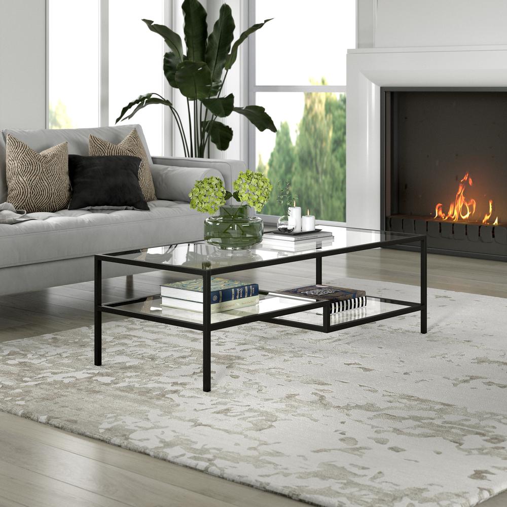 Lovett 54'' Wide Rectangular Coffee Table in Blackened Bronze. Picture 2