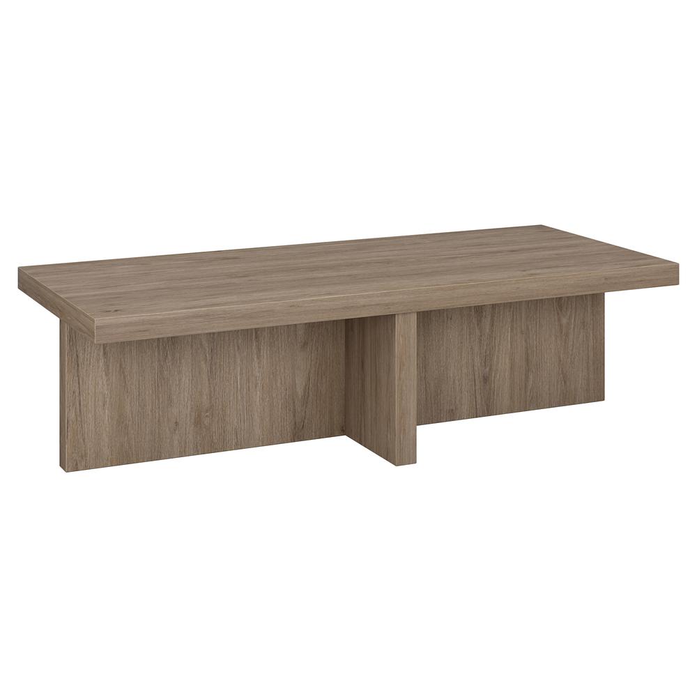 Elna 54" Wide Rectangular Coffee Table in Antiqued Gray Oak. Picture 1