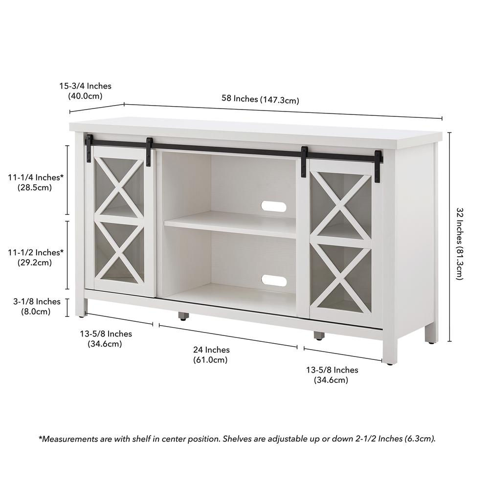 Clementine Rectangular TV Stand for TV's up to 65" in White. Picture 5