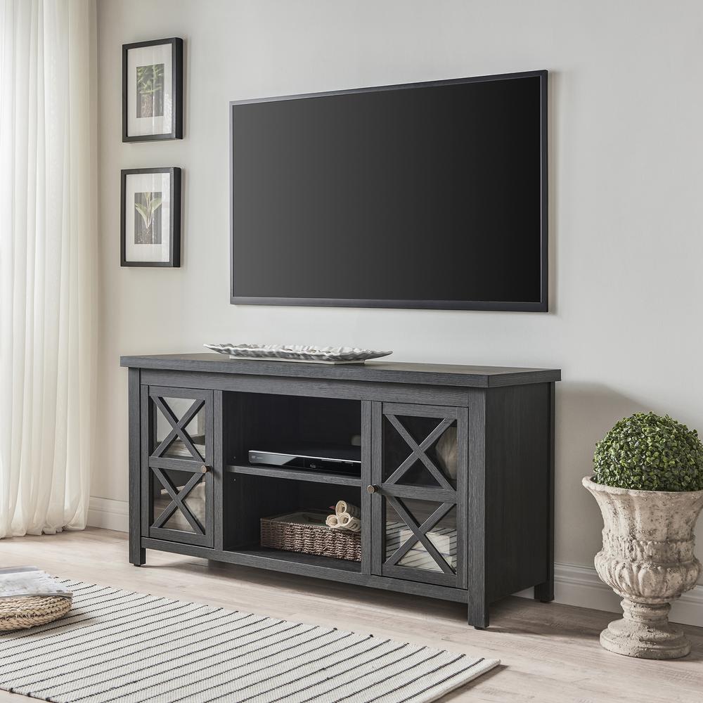 Colton Rectangular TV Stand for TV's up to 55" in Charcoal Gray. Picture 2