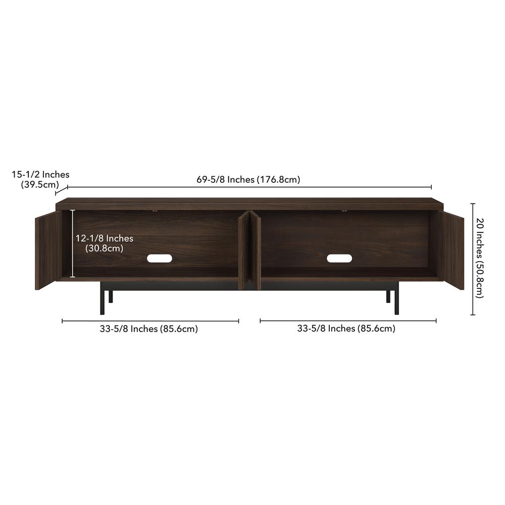 Whitman Rectangular TV Stand for TV's up to 75" in Alder Brown. Picture 5