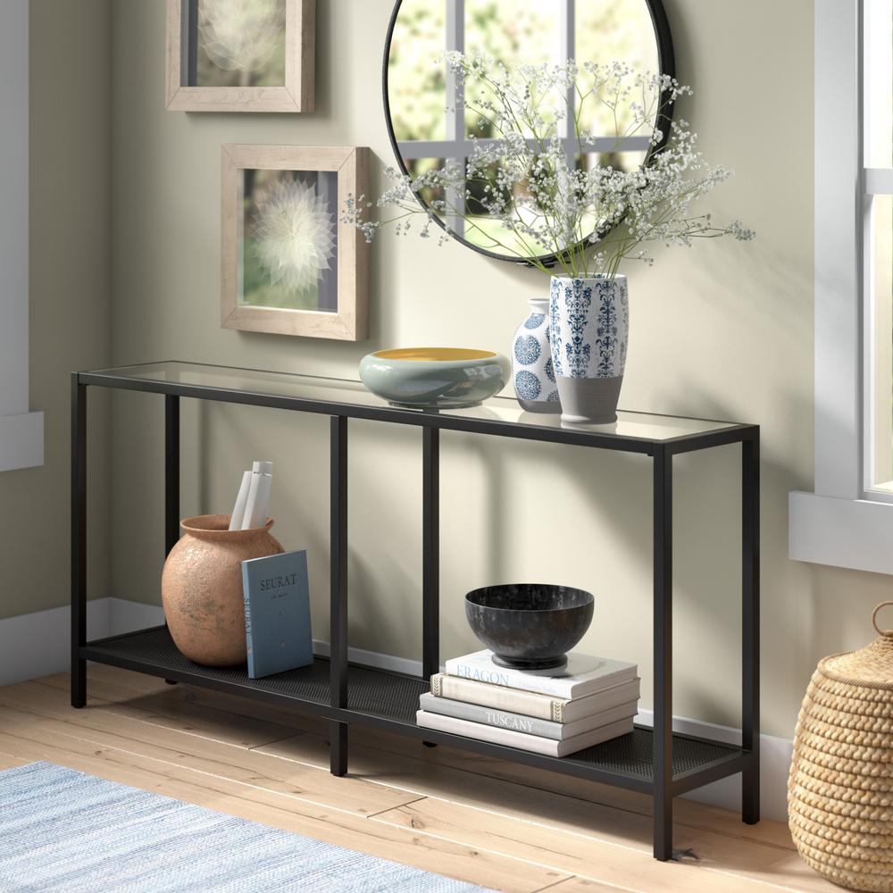 Rigan 64'' Wide Rectangular Console Table in Blackened Bronze. Picture 2