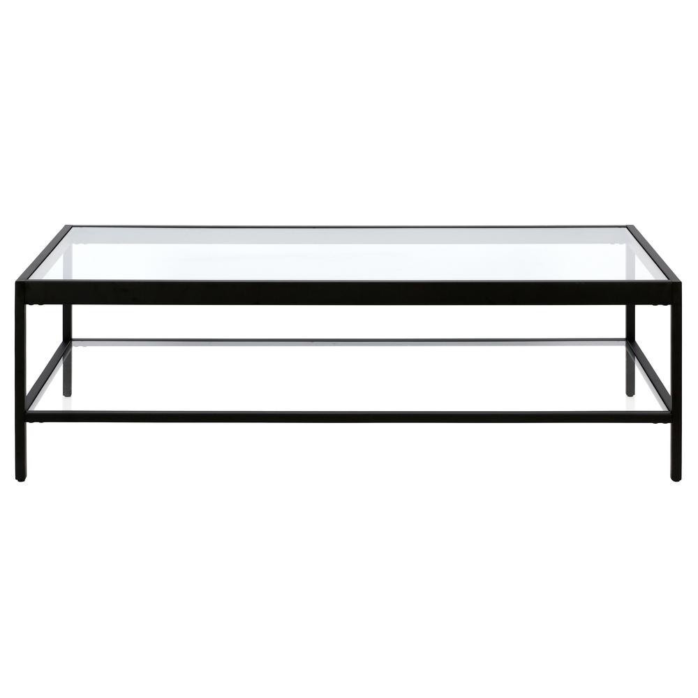 Alexis 54'' Wide Rectangular Coffee Table in Blackened Bronze. Picture 3